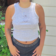Load image into Gallery viewer, Hot Girls Read Grey Embroidered Baby Tee (Crop Tank Option)