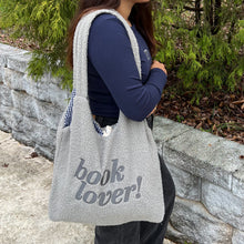 Load image into Gallery viewer, Book Lover Fuzzy Tote (Grey)
