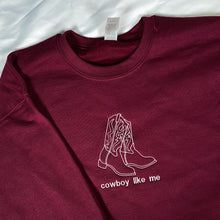 Load image into Gallery viewer, Cowboy Like Me (Maroon) Embroidered Crewneck

